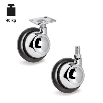 TR-35-Black rubber spherical furniture wheels